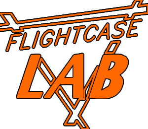 Logo flightcase lab arancio riempito traccia
